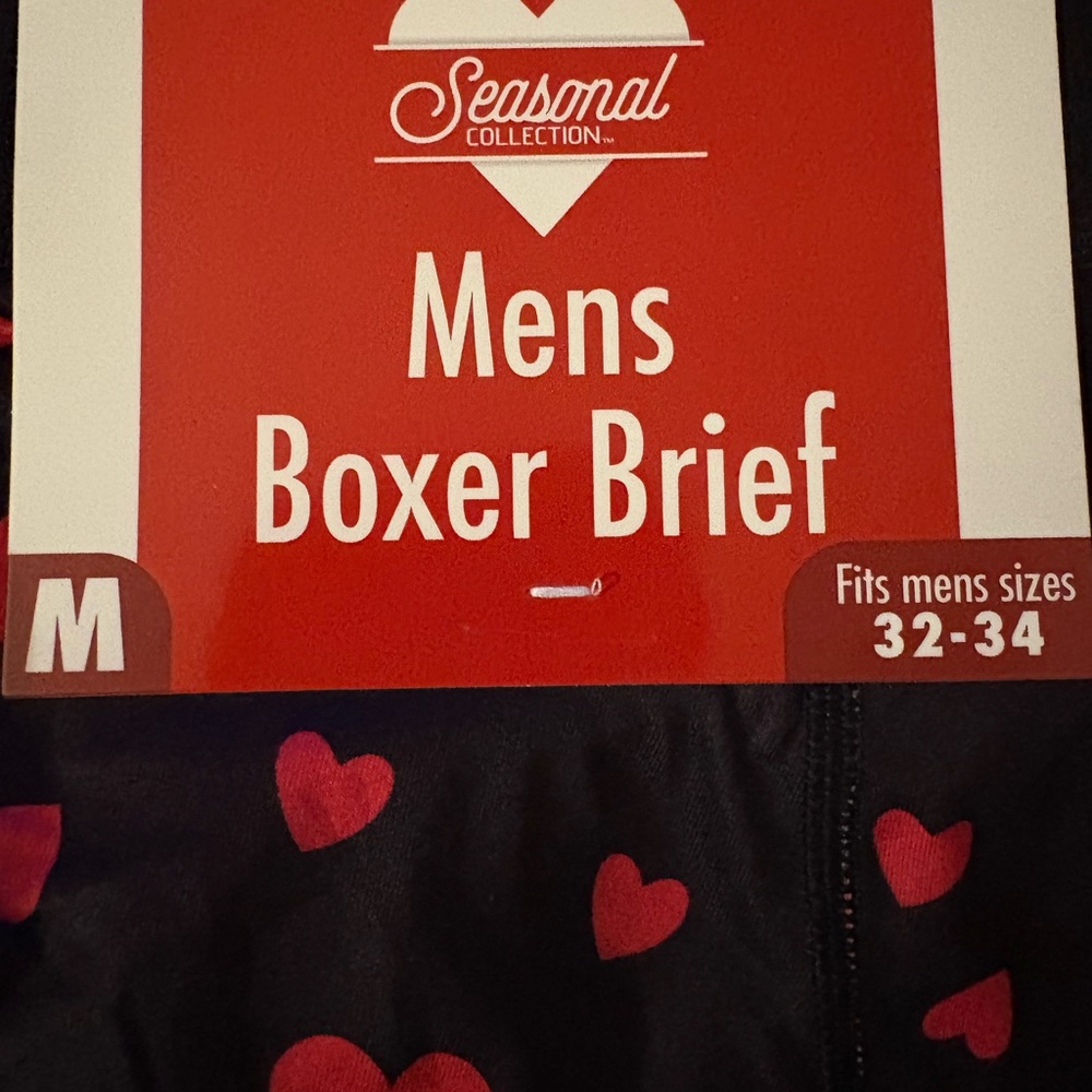 Black Boxer Briefs with Red Hearts for Valentine’s Day